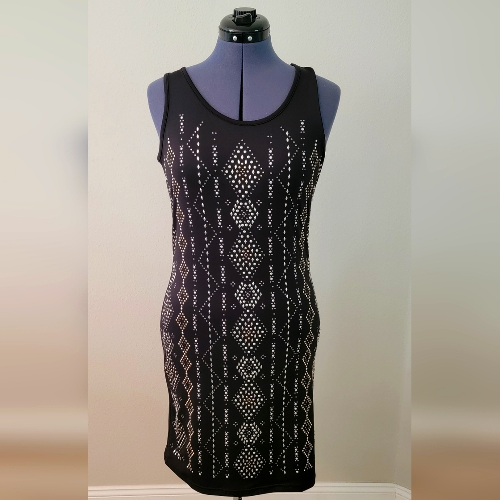 ROCK 47 Black and Gold Studded Tank Dress S